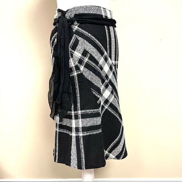 Mango wool blend plaid skirt with sash belt Size 4/6 - Picture 2 of 4
